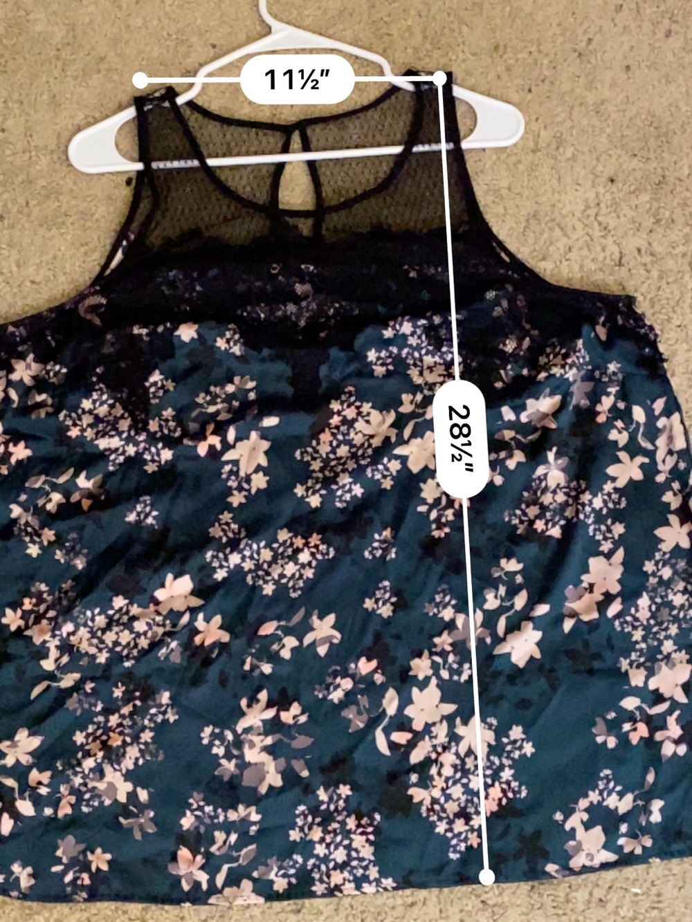 Maurices Teal Floral Lace Trim Sleeveless Camisole - Picture 9 of 12